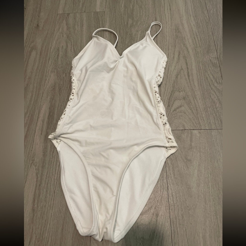 Shade & Shore Cream Lace One-Piece Swimsuit